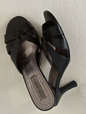 Steve Madden Black Leather Mule Heels – Size 8 | Y2K Minimalist Vintage